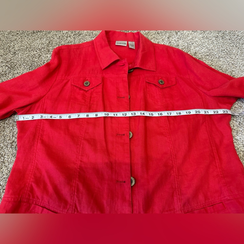 Chico's Red Button-Front Jacket - Picture 7 of 8